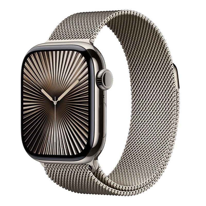 Apple Watch Series 10 GPS + Cellular 46mm Natural Titanium Case with Natural Milanese Loop - S/M 