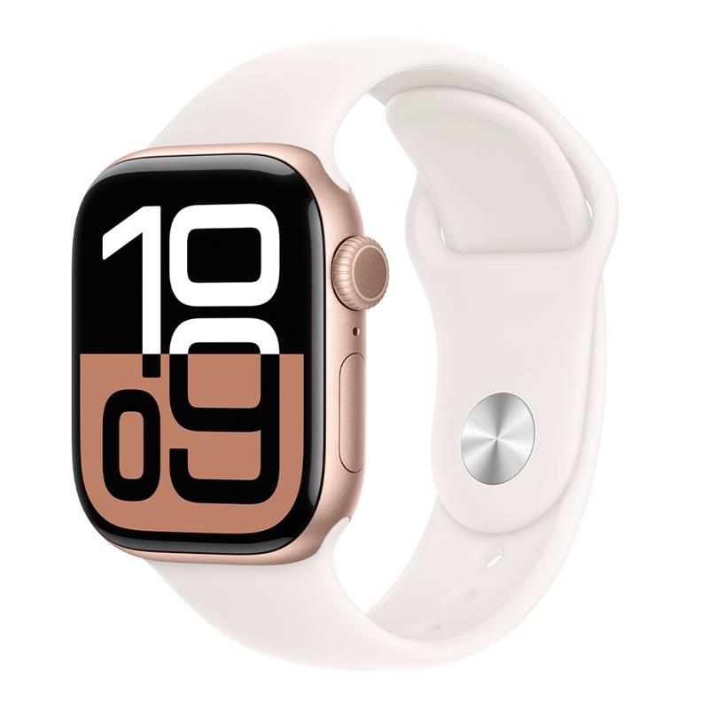 Apple Watch Series 10 GPS + Cellular 46mm Rose Gold Aluminium Case with Light Blush Sport Band - S/M 