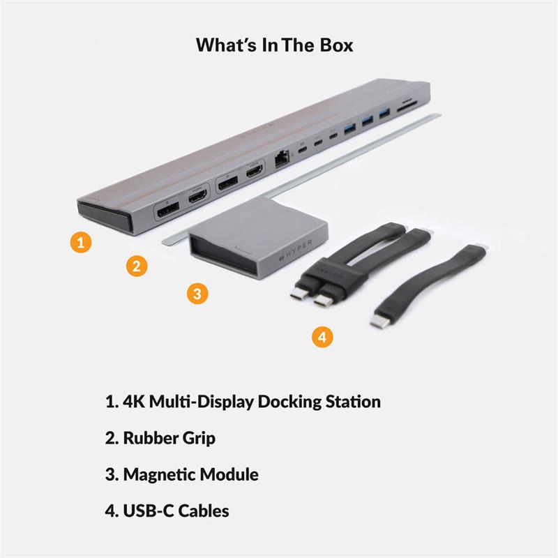 Hyper HyperDrive 4K Multi-Display Docking Station pre 13"-16" MacBooks - Silver 