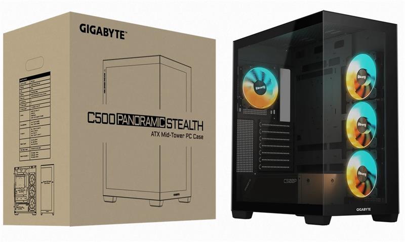 GIGABYTE case C500 PANORAMIC STEALTH, ATX, Mid Tower, black 