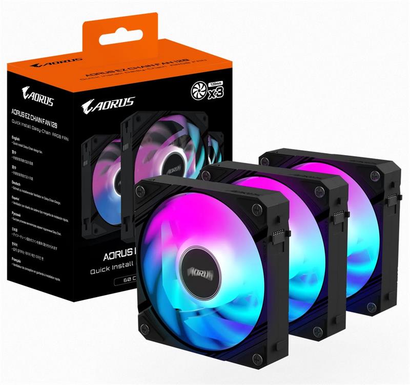 Gigabyte AORUS EZ CHAIN FAN 120, ARGB, black, 3-Pack 