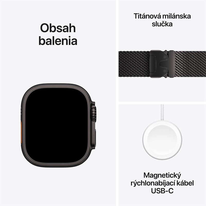 Apple Watch Ultra 2 GPS + Cellular 49mm Black Titanium Case with Black Titanium Milanese Loop - S 