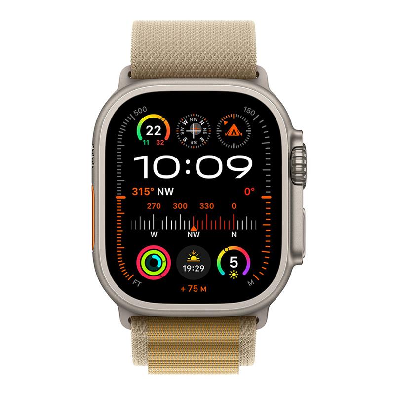 Apple Watch Ultra 2 GPS + Cellular 49mm Natural Titanium Case with Tan Alpine Loop - Small 