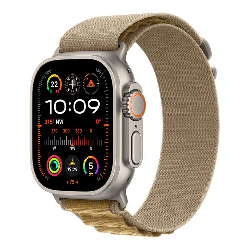 Apple Watch Ultra 2 GPS + Cellular 49mm Natural Titanium Case with Tan Alpine Loop - Small 