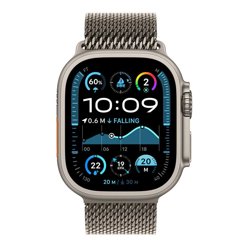 Apple Watch Ultra 2 GPS + Cellular 49mm Natural Titanium Case with Natural Titanium Milanese Loop - S 