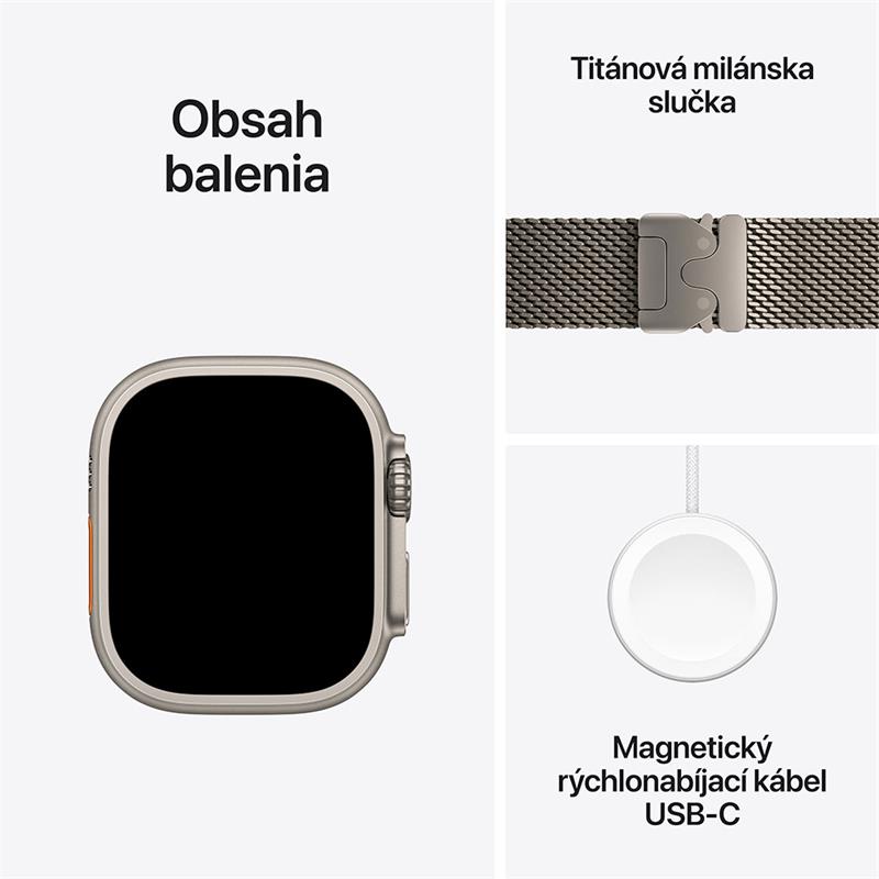 Apple Watch Ultra 2 GPS + Cellular 49mm Natural Titanium Case with Natural Titanium Milanese Loop - S 