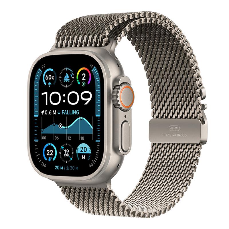 Apple Watch Ultra 2 GPS + Cellular 49mm Natural Titanium Case with Natural Titanium Milanese Loop - S 