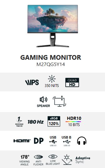 Thomson M27FB5C14, gaming monitor 27" FHD, 180 Hz 