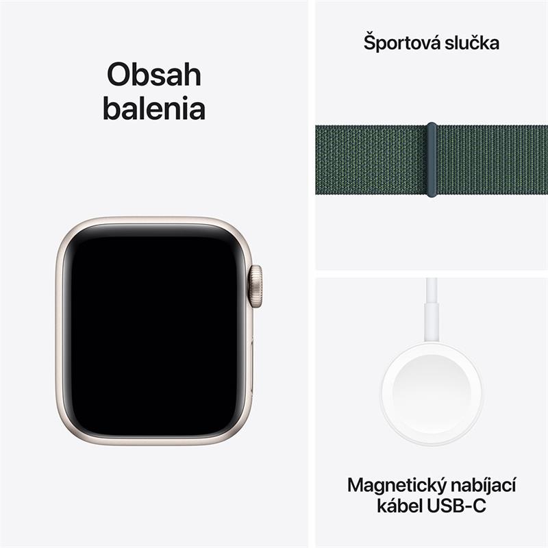 Apple Watch SE GPS + Cellular 40mm Starlight Aluminium Case with Lake Green Sport Loop 