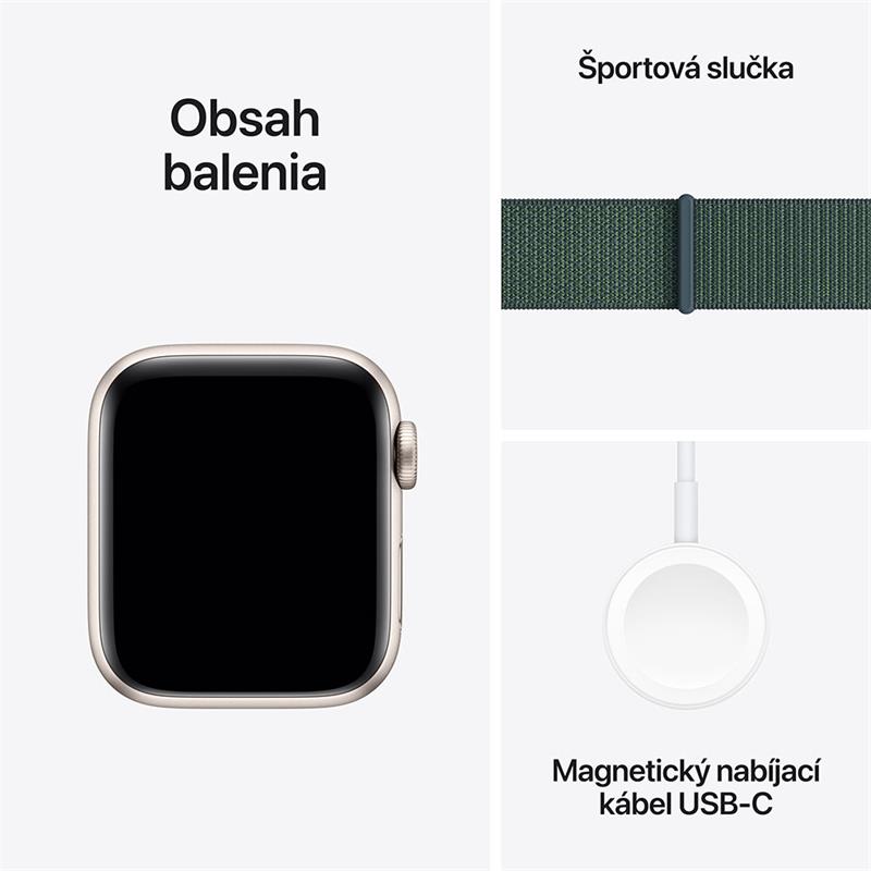 Apple Watch SE GPS + Cellular 44mm Starlight Aluminium Case with Lake Green Sport Loop 