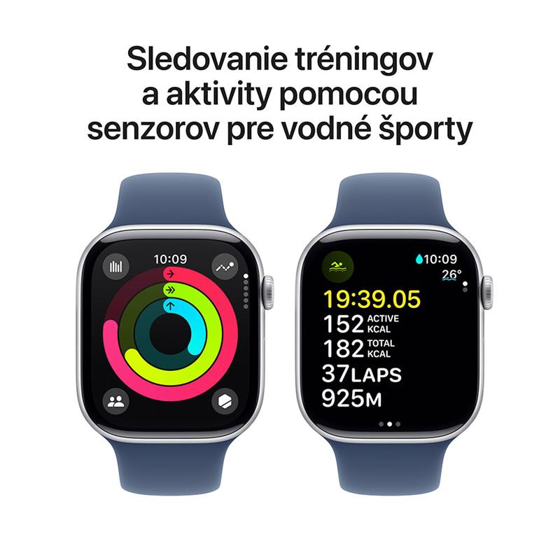 Apple Watch Series 10 GPS 42mm Silver Aluminium Case with Denim Sport Band - M/L 