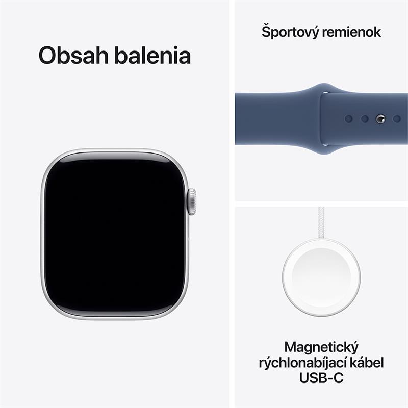 Apple Watch Series 10 GPS 42mm Silver Aluminium Case with Denim Sport Band - M/L 