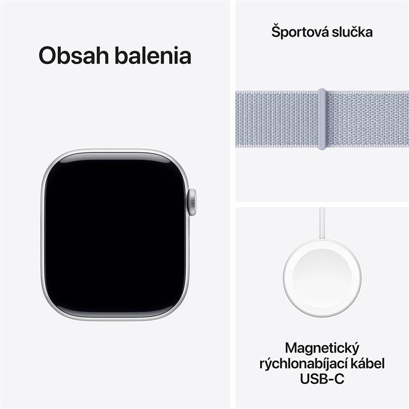 Apple Watch Series 10 GPS 42mm Silver Aluminium Case with Blue Cloud Sport Loop *Rozbalený* 