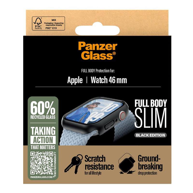 PanzerGlass ochranné sko Snappie Full Body Slim pre Apple Watch 10 46mm - Black 