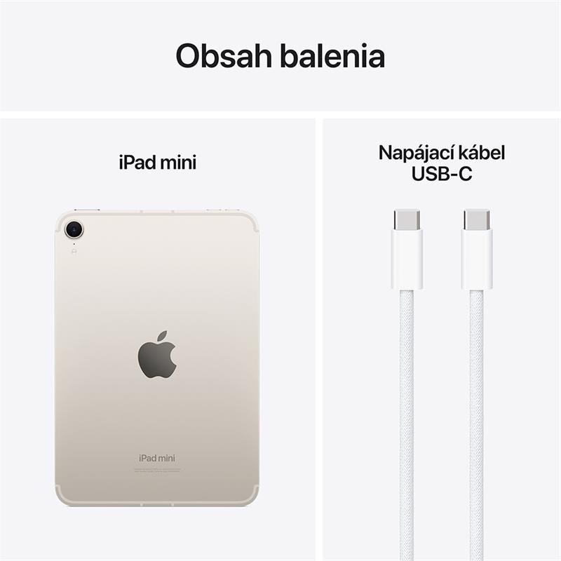 Apple iPad mini/ (2024) Wi-Fi + Cellular/ 8, 3"/ 2266x1488/ 512GB/ iPadOS18/ Starlight 