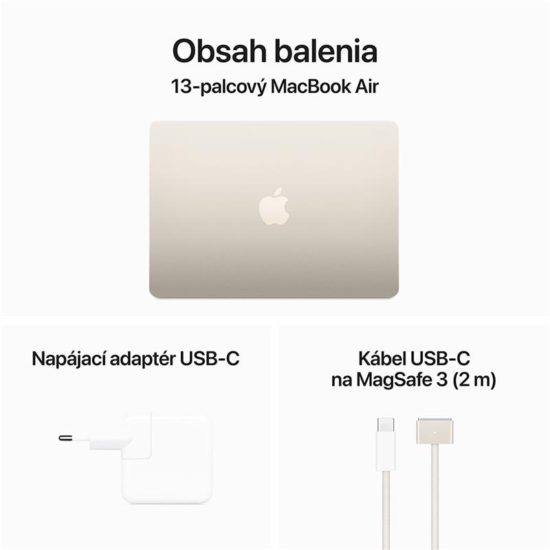 MacBook Air 13" Apple M3 8C CPU 8C GPU 8GB 256GB Hviezdny biely SK *Rozbalený* 