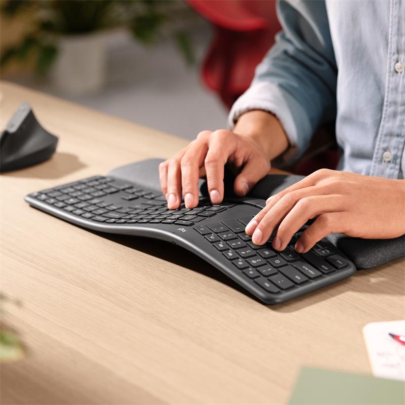 Logitech K860 ERGO - bezdrôtová delená klávesnica - DE - GRAPHITE 