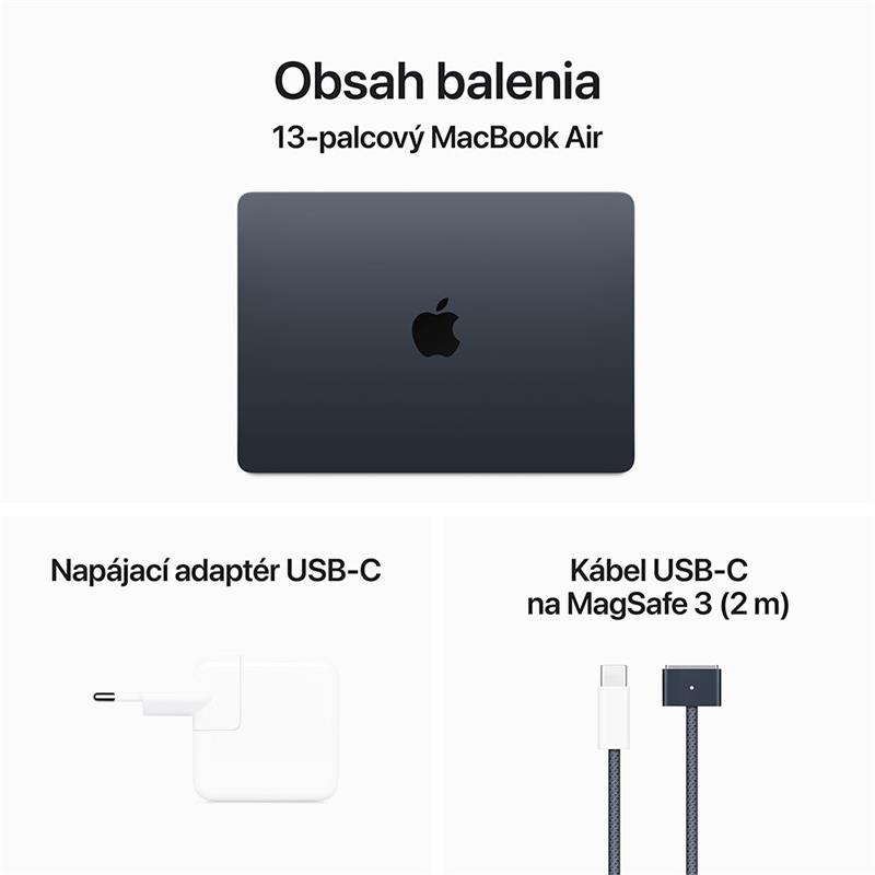 MacBook Air 13" Apple M3 8C CPU 8C GPU 16GB 256GB Polnočný SK 