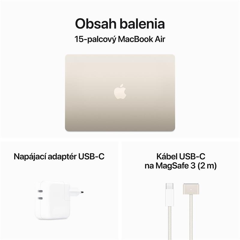 MacBook Air 15" Apple M3 8C CPU 10C GPU 16GB 256GB Hviezdny biely SK 