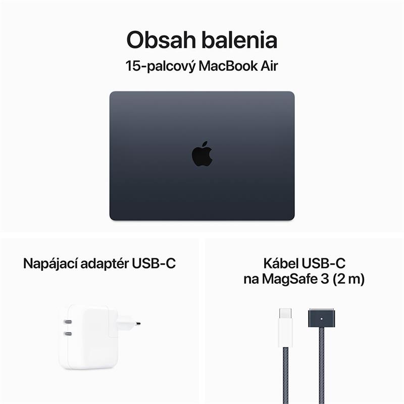 MacBook Air 15" Apple M3 8C CPU 10C GPU 16GB 256GB Polnočný SK 
