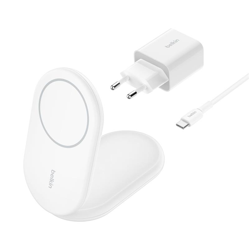 Belkin Boost Charge Magnetic Wireless Charger with Qi2 15W + 20W Charger - White 