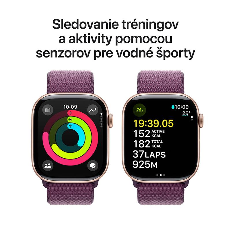 Apple Watch Series 10 GPS 46mm Rose Gold Aluminium Case with Plum Sport Loop *Rozbalený* 