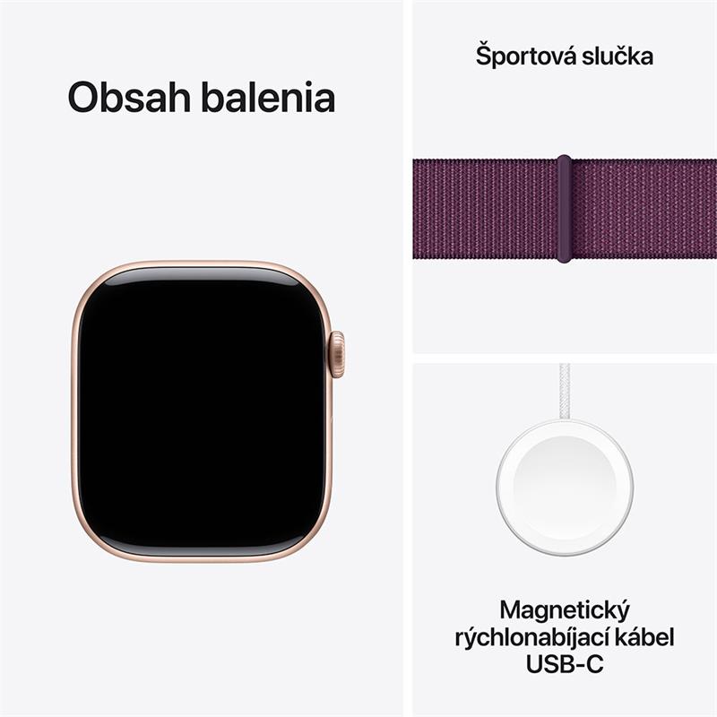 Apple Watch Series 10 GPS 46mm Rose Gold Aluminium Case with Plum Sport Loop *Rozbalený* 