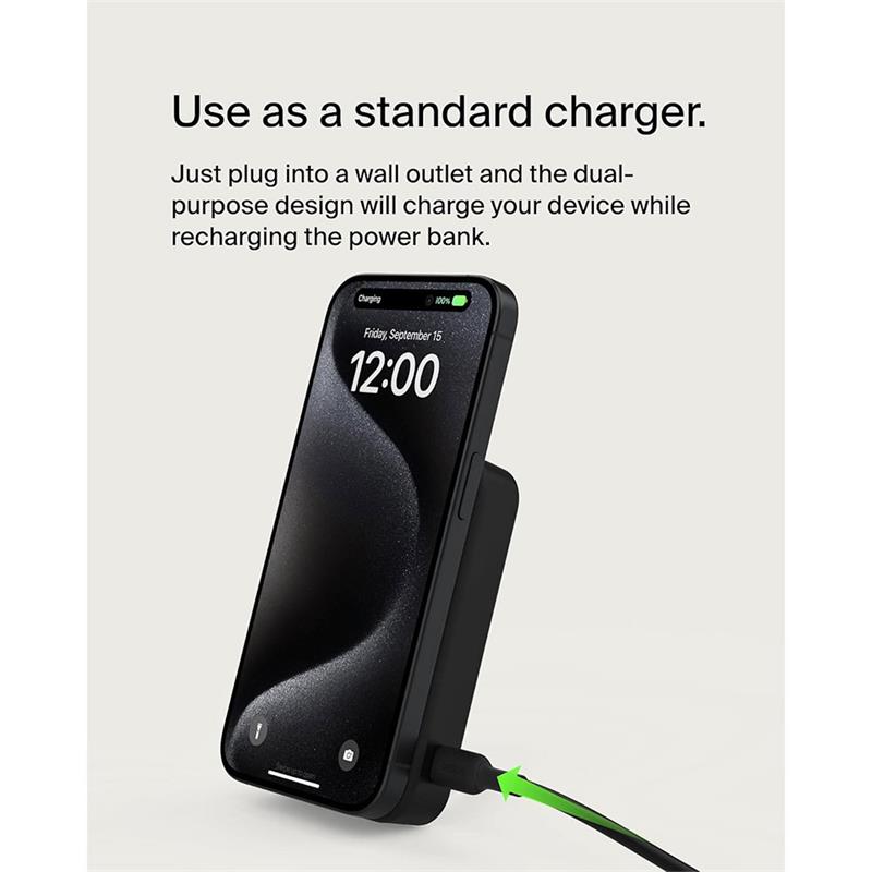 Belkin Boost Charge Pro Magnetic Power Bank with Qi2 10K + Stand - Black 