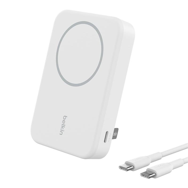 Belkin Boost Charge Pro Magnetic Power Bank with Qi2 10K + Stand - White 