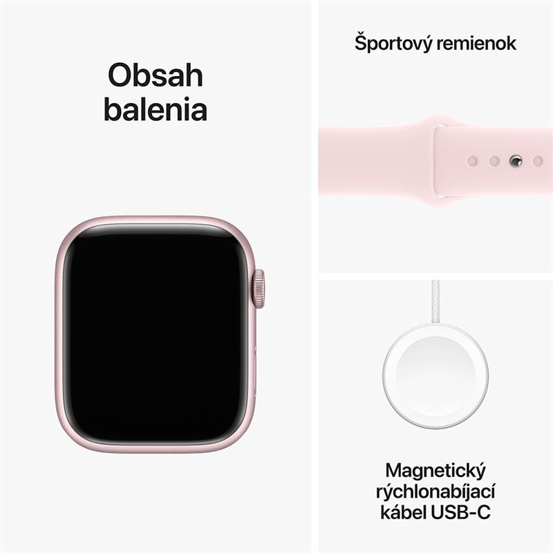 Apple Watch Series 9 GPS 41mm Pink Aluminium Case with Light Pink Sport Band - S/M DEMO *Vystavený* 