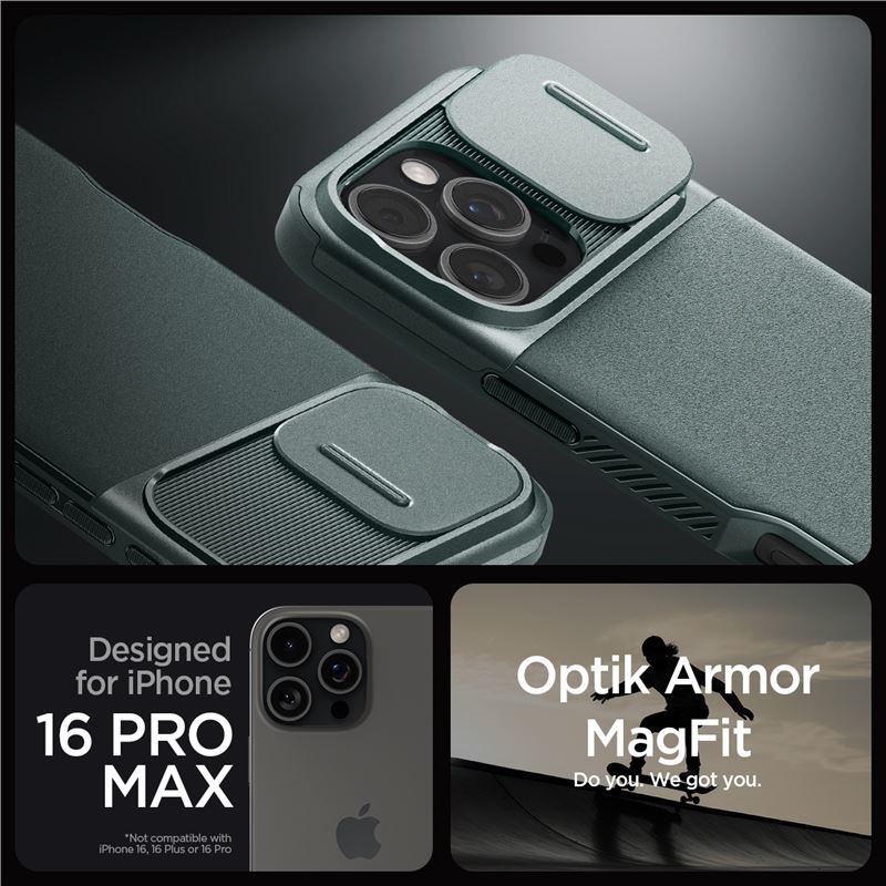 Spigen kryt Optik Armor Magsafe pre iPhone 16 Pro Max - Abyss Green 