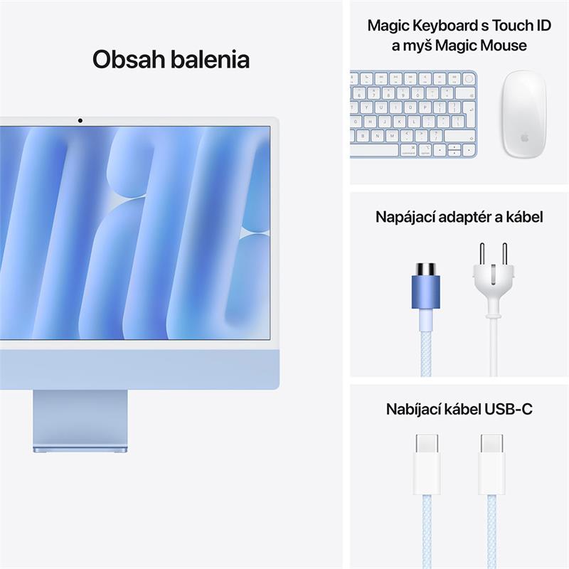 iMac 24" 4.5K Apple M4 10C CPU 10C GPU 16GB 256GB Modrý SK 