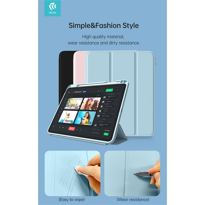 Devia puzdro Leather Case with Pencil Slot pre iPad Pro 11" M4/M5 - Light Blue 
