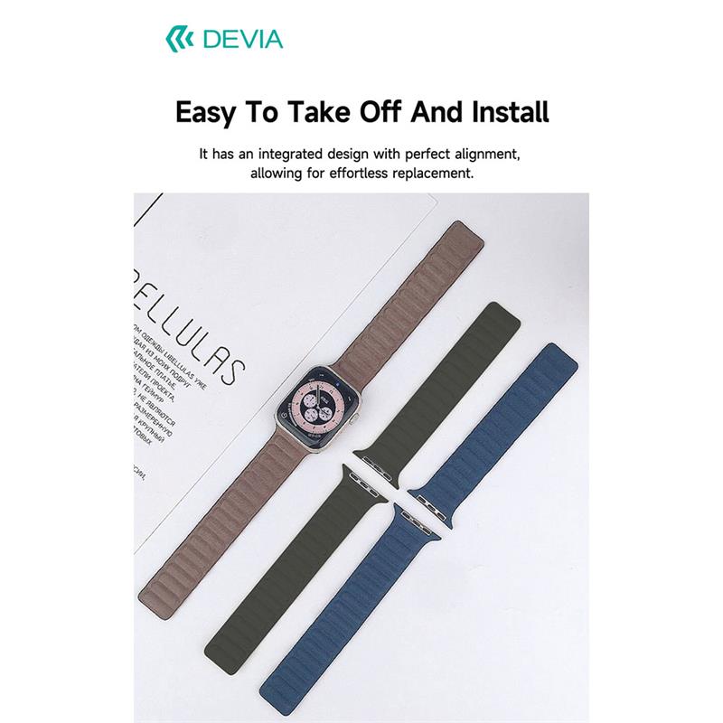 Devia remienok Deluxe Magnetic Fiber Watch Band 44/45/46mm - Dark Green 
