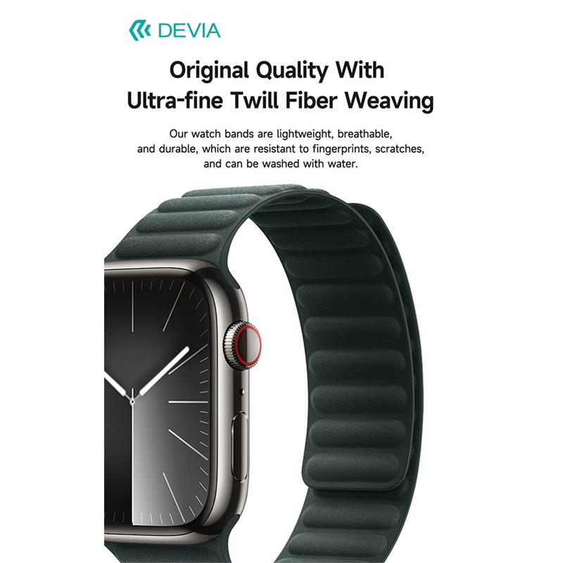 Devia remienok Deluxe Magnetic Fiber Watch Band 44/45/46mm - Evergreen 