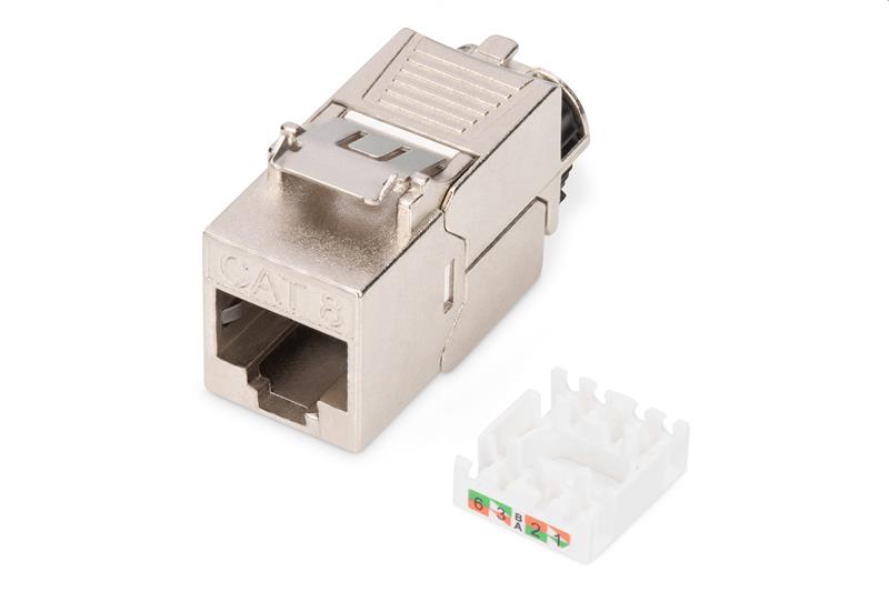 DIGITUS Keystone Cat8.1, tieneny STP, tool free, cable management, strieborný 