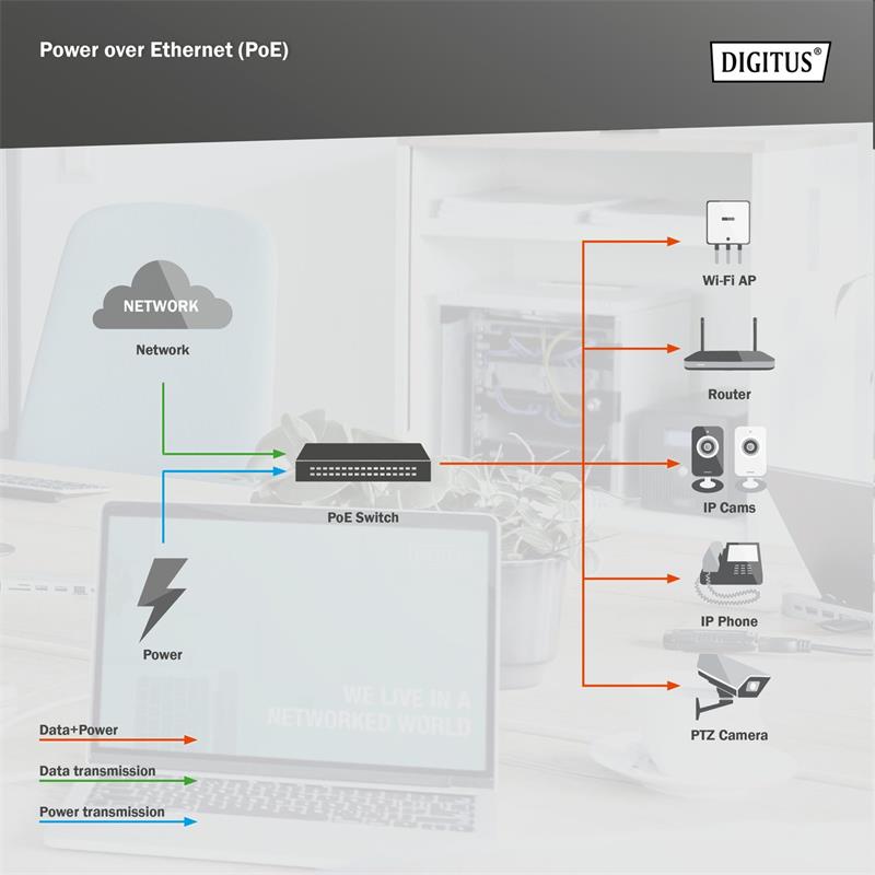 DIGITUS 8 port Gigabit Ethernet network PoE switch, industrial, L2 managed, 4 SFP uplink 
