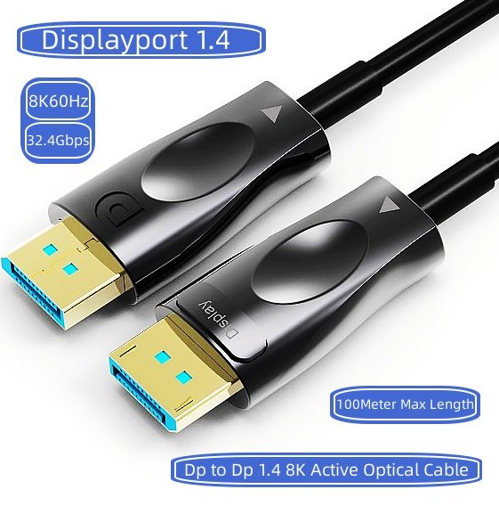 PREMIUMCORD Optický DisplayPort 1.4 pripojovací kábel M/ M,  pozlátený konektor. 50m 