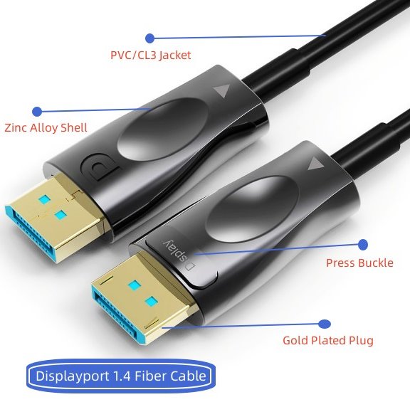 PREMIUMCORD Optický DisplayPort 1.4 pripojovací kábel M/ M,  pozlátený konektor. 50m 