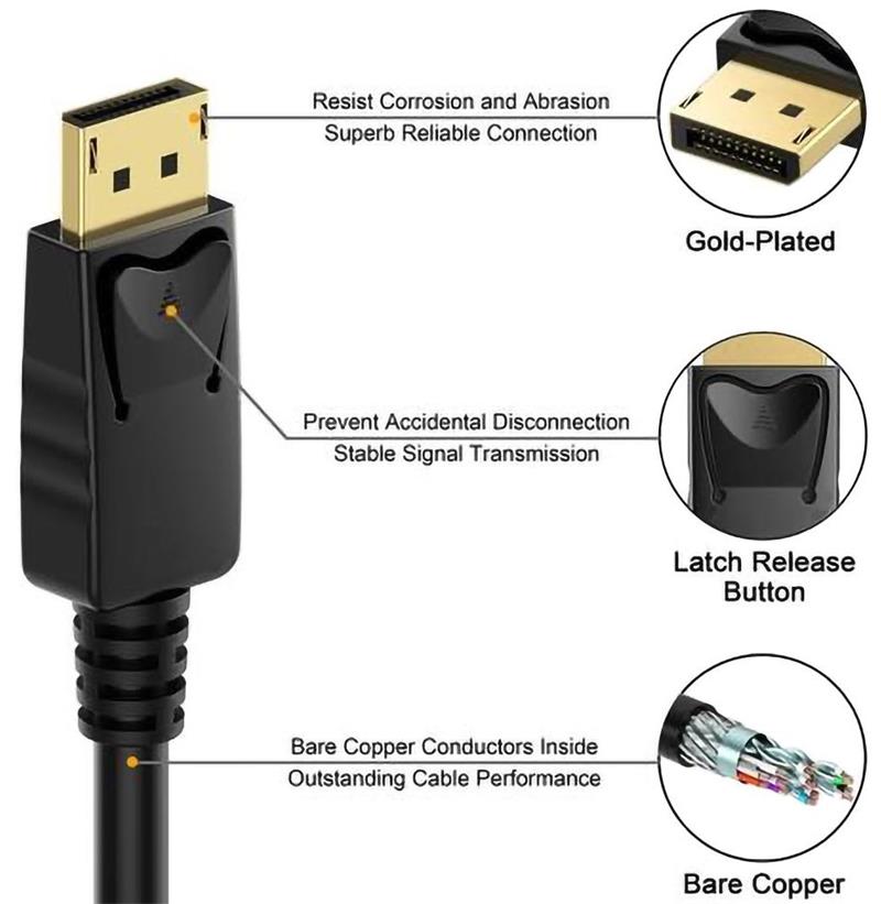 PremumCord DisplayPort 1.4 kábel M/M, pozlátené konektory, 0.5m 