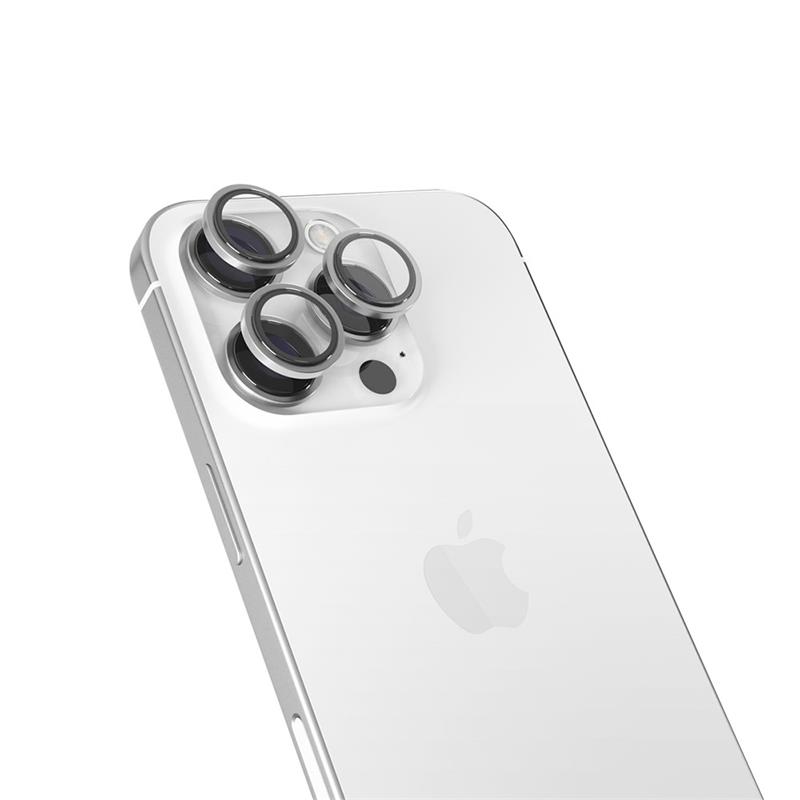iStores by Epico Aluminium Lens Protector pro Apple iPhone 16 Pro / 16 Pro Max - stříbrná 