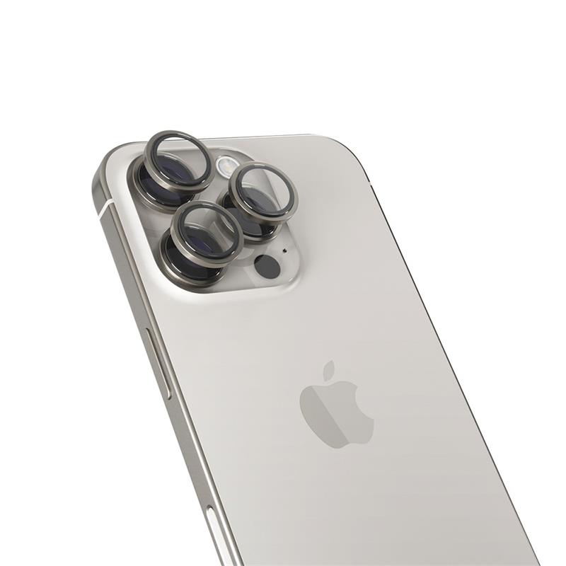 iStores by Epico Aluminium Lens Protector pro Apple iPhone 16 Pro / 16 Pro Max - přírodní titan 