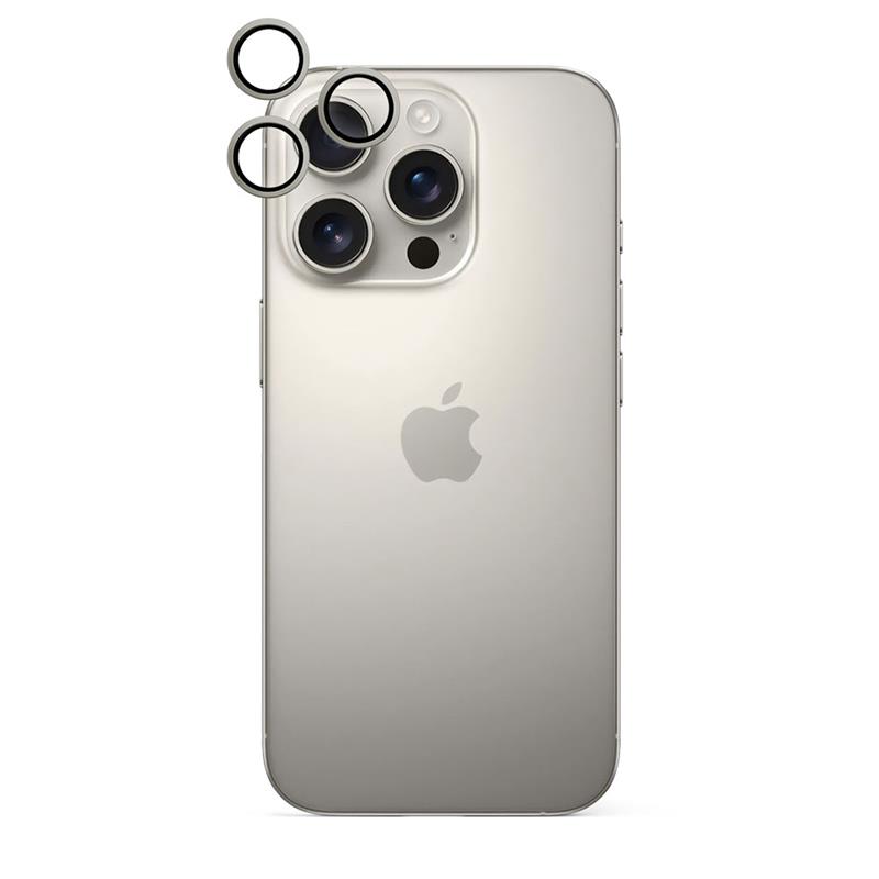 iStores by Epico Aluminium Lens Protector pro Apple iPhone 16 Pro / 16 Pro Max - přírodní titan 