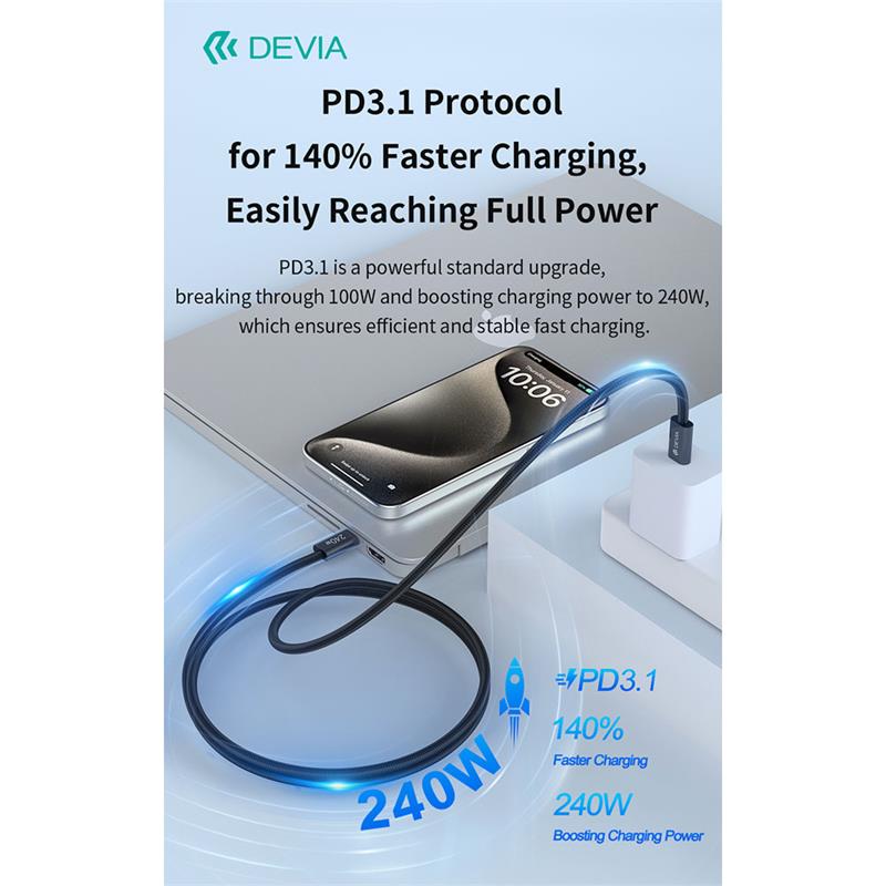 Devia kábel USB-C Extreme Speed Series 240W Cable 2m - Black 