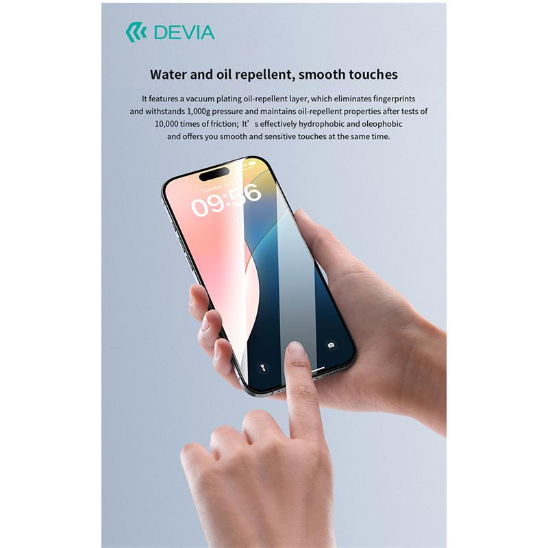 Devia ochranné sklo Van Series Anti-Static pre iPhone 16 Pro Max - Black Frame *Rozbalený* 