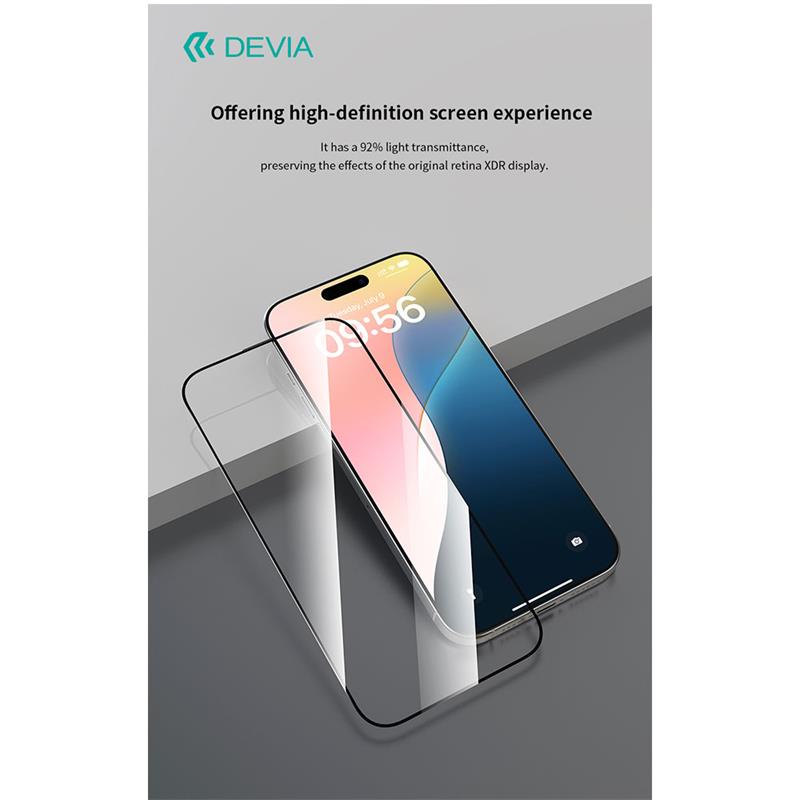 Devia ochranné sklo Van Series Anti-Static pre iPhone 16 Pro Max - Black Frame *Rozbalený* 