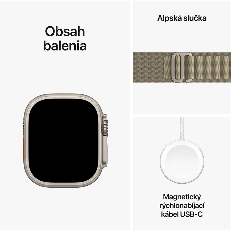 Apple Watch Ultra 2 GPS + Cellular, 49mm Titanium Case with Olive Alpine Loop - Medium *Rozbalený* 