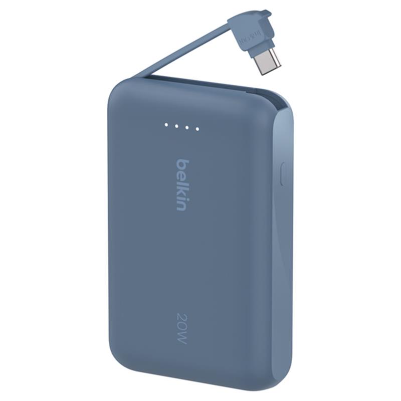 Belkin BoostCharge PowerBank 10K with Integrated USB-C Cable 20W - Blue 