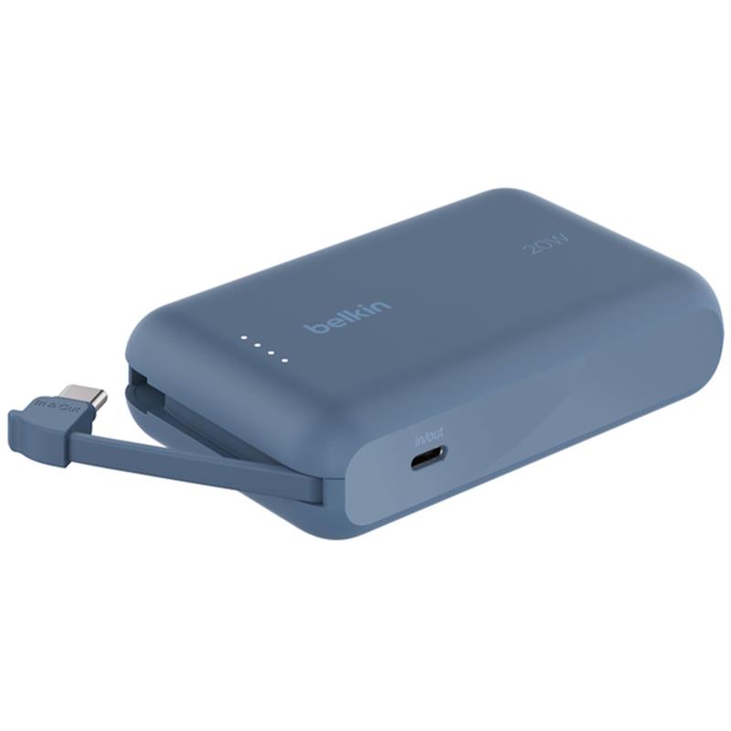 Belkin BoostCharge PowerBank 10K with Integrated USB-C Cable 20W - Blue 