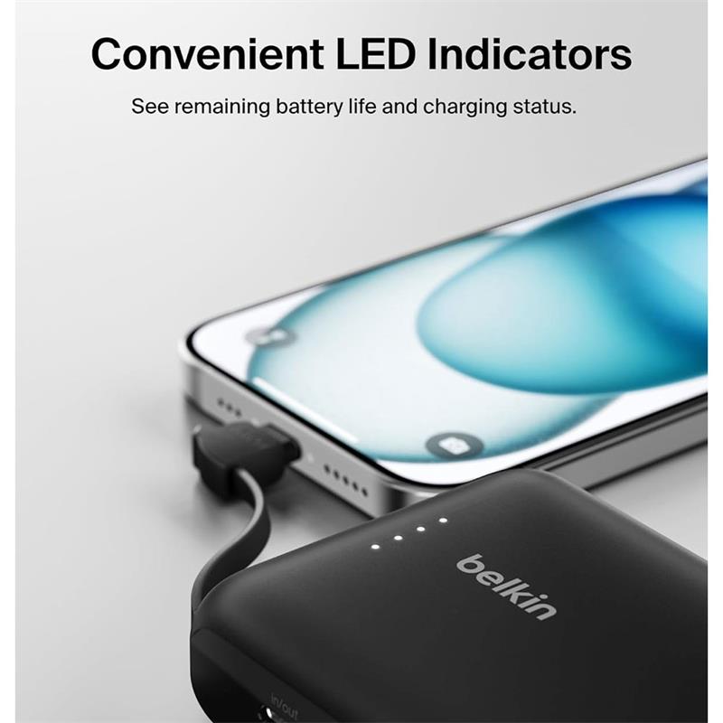 Belkin BoostCharge PowerBank 10K with Integrated USB-C Cable 20W - Pink 